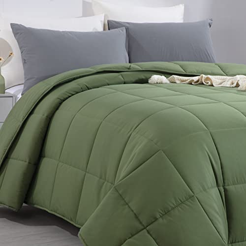 41x7qqprzil.jpg HOMBYS 136x120 Alaskan King Size Olive Green Comforter for All Season, Oversized Duvet Insert, Extra Large Down Alternat