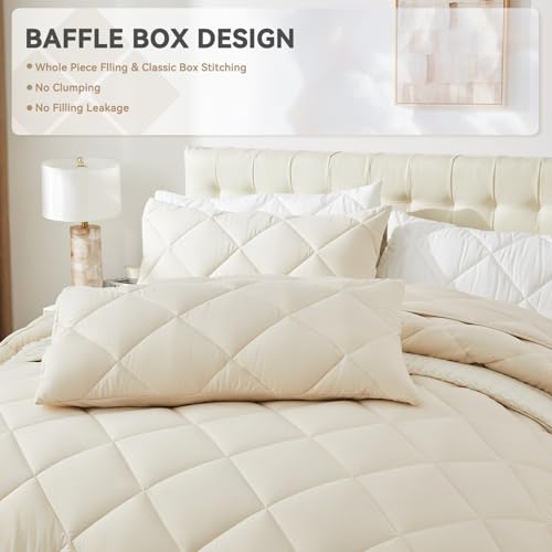 41xbnjzstul.jpg ENJOHOS Extra Large King Beige Comforter & Pillow Cases Set