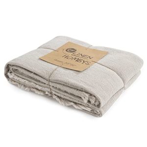 HOMBYS 92"x108" Natural Flax Linen Reversible King Blanket