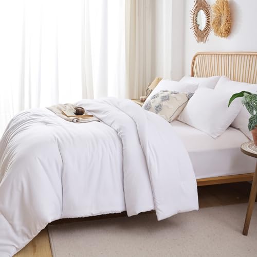 41xhlarjqxl.jpg ROSGONIA Comforter for Girls Boys Teens Full Size White, Lightweight Soft All Season Bedding Set (3pcs Boho Comforter &