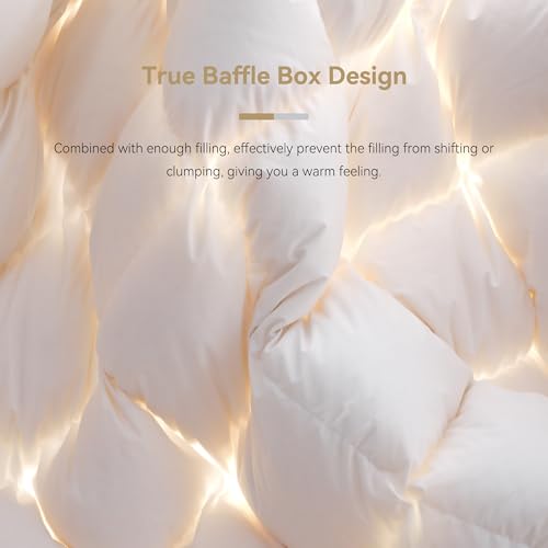 41xqg4ygaol 4.jpg Premium White Goose Feathers Down Fiber Comforter for Oversized King Premium All Season Duvet Insert | 750 Fill 1200