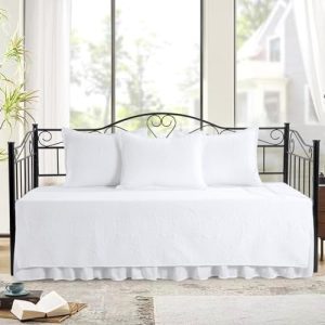 HOMBYS Coin Pattern Daybed Set - Twin Size Cozy 5-Piece 100% Microfiber