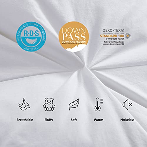 41xse4ohjml.jpg Luxurious All-Season Goose Down Feather Fiber Comforter for Twin Bed, Exquisite Pinch Pleat Design, 100% Egyptian Cotton