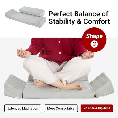 41xwmkqrqjl.jpg HOMBYS Meditation Cushion Large Yoga Pillow for Adult Sitting on Floor with Grey Color and 2 Knee Cushions | HOMBYS
