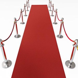 HOMBYS Red 450GSM Extra Thick Carpet Runner for Party & Events (3x10ft), Non-Slip Rubber Backing, Wedding Ceremony & Hol