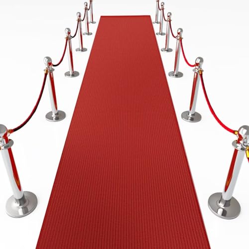 41xxyoulpol 1.jpg HOMBYS Red 450GSM Extra Thick Carpet Runner for Party & Events (3x10ft), Non-Slip Rubber Backing, Wedding Ceremony & Hol