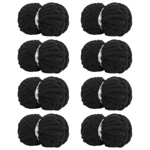 Soft Chunky Yarn for Crocheting & Hand Knitting, 8 Pack (Black)