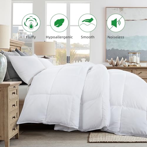 41ym8cmqf6l 1.jpg HOMBYS Super King Oversized Down Alternative Comforter with Duvet Cover and Insert, Perfect for Cozy Winter Nights (Whit