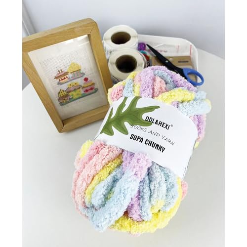 41yn1p4y yl.jpg DDL&HEXI Soft Polyester Jumbo Knitting Yarn for Hand Knitting and Crochet (4 Pack, 226g per Bag) DDL&HEXI Jumbo Knitting