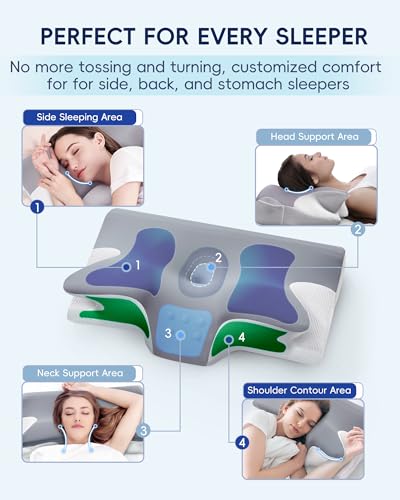 41yvw7 uzvl.jpg Memory Foam Neck Pillow for Pain Relief and Comfort (Grey)