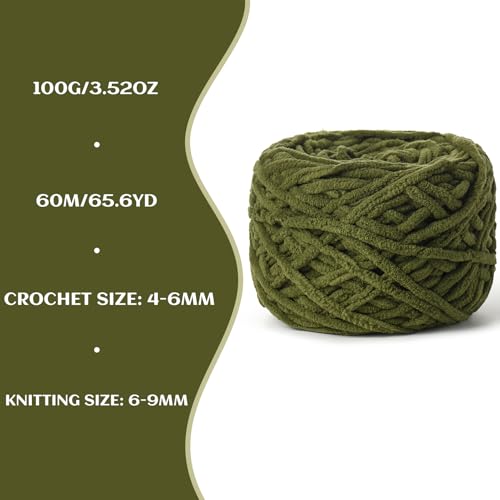 41z7o7lwhvl.jpg Chunky Chenille Yarn for Crocheting - 100g Baby Yarn Army Green - Velvet Yarns