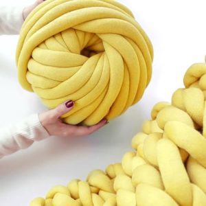 Gold Yarn for Arm Knitting Chunky Blanket DIY, Washable Tube Crochet