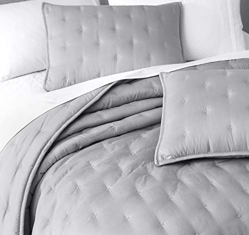41affqozttl.jpg Chezmoi Collection Milo King Size Light Gray Soft Cooling Rayon Bamboo Polyester Quilt Light Gray King SizeSoft Cooling