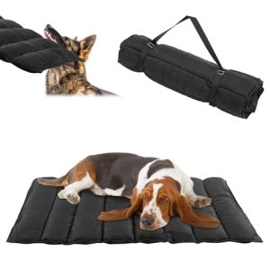 Portable chew proof dog bed for aggressive chewers | Waterproof outdoor travel camping dog bed | Durable foldable m