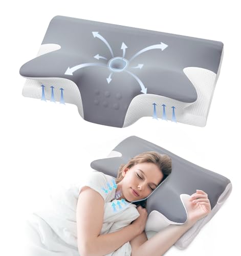 41aqxjd9rjl.jpg Memory Foam Neck Pillow for Pain Relief and Comfort (Grey)