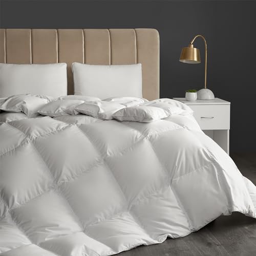 41awckhkbol 1.jpg Grand White Goose Down Fiber Comforter Full Queen Size - All Season Fluffy Duvet Insert Queen Medium Warmth with 1cm Bre