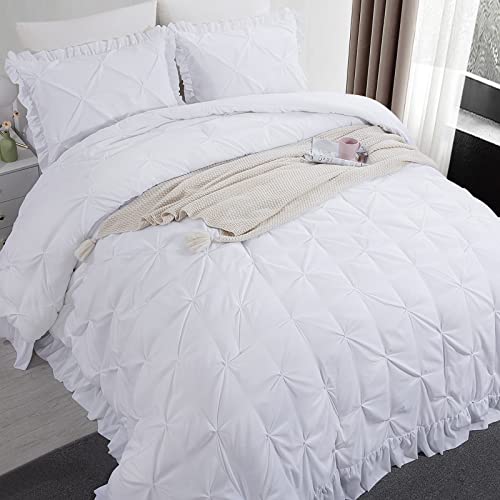 41arflmmaal.jpg HOMBYS Ultra Soft Pinch Pleat Bedding Sets for All Season (White, Oversized King-120"x120") | HOMBYS Pintuck Down Al