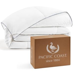 Pacific Coast Goose Feather Down Fiber Comforters Queen Size, Ultra-Soft & Breathable All Season Bedding, 8 Corner & Cen