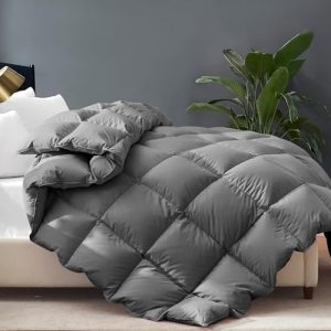 Cosybay King Size Fluffy Grey Down Fiber Comforter with Cotton Cover