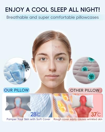 41brlqnf9xl.jpg Memory Foam Neck Pillow for Pain Relief and Comfort (Grey)