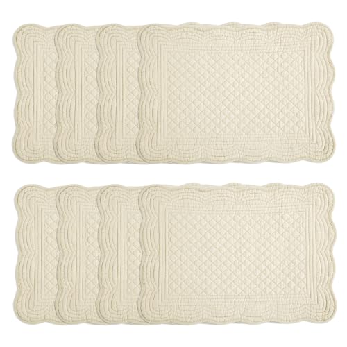 41bfagvhl.jpg HOMBYS Quilted Placemats Set of 8 for Kitchen Table Washable Rectangular Cotton Placemats (Flax) OEKO-TEX STANDARD 100