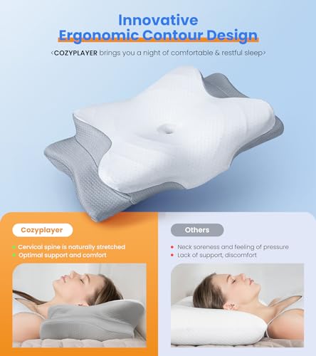 41bm9cxtr2l.jpg Odorless Ergonomic Contour Memory Foam Cooling Pillow for Neck Support and Cozy Sleeping | Adjustable Cervical Pillo