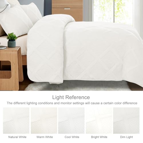 41bog7fdukl.jpg Exclusivo Cal King Size Modern Striped Quilt Set for Summer, 3 Pieces Lightweight White Bedding, Soft Quilts Coverlets A