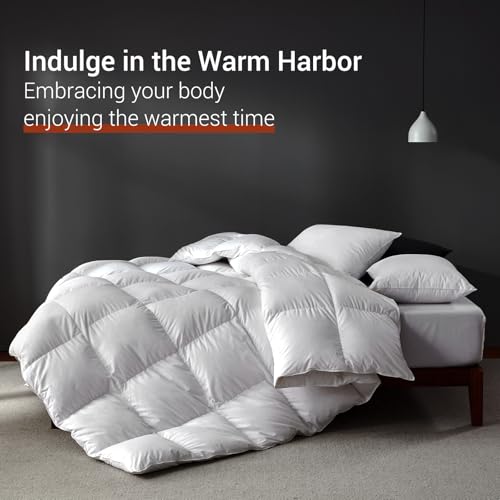 41bvzfhsvml 4.jpg Premium White Goose Feathers Down Fiber Comforter for Oversized King Premium All Season Duvet Insert | 750 Fill 1200