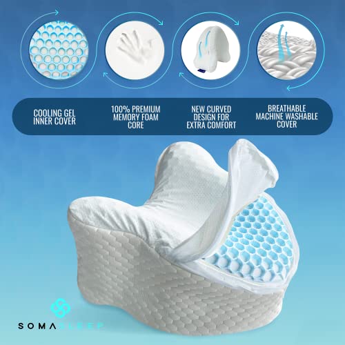 41c2pdipoll.jpg SelectSoma Cooling Memory Foam Gel Knee Pillow for Side Sleepers - Pain Relief for Sciatica, Back, Hips, Knees, and Join