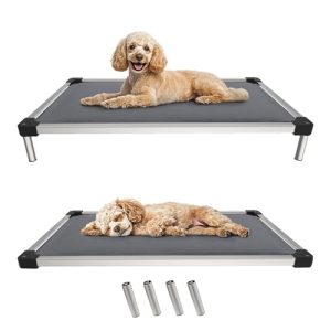 FXW TitanNest Chew-Proof Durable & Washable Small/Medium Dog Bed, Indoor/Outdoor/Camping Padded Cot, 36-Inch Grey FXW