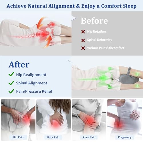 41crdvx ubl.jpg KingPavonini Cooling Knee Pillow for Side Sleepers with Memory Foam and Strap KingPavonini Ergonomic Hip Pillow for Side