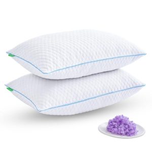 Firm Cooling Memory Foam Pillows - 2 Pack Standard Size Adjustable Gel