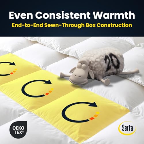 41cgmqqf0cl 3.jpg Serta Goose Feathers Down Fiber Comforter King Size Duvet Insert for All Season Use, Hotel Luxury Hypoallergenic 100% Co