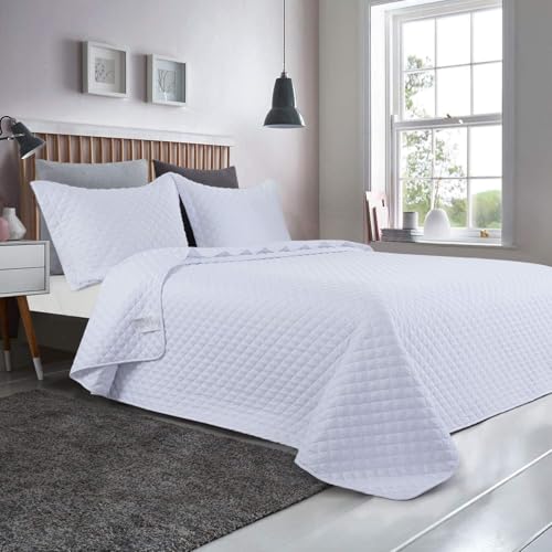 41cpf6e5gxl.jpg HOMBYS Super King Plus 128x120 Oversized Quilt Set for Summer Lightweight and Reversible White Comforter Set
