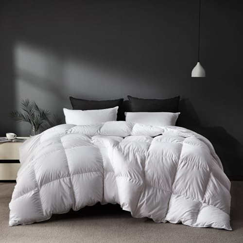 41cyhxxa4el 4.jpg Premium White Goose Feathers Down Fiber Comforter for Oversized King Premium All Season Duvet Insert | 750 Fill 1200