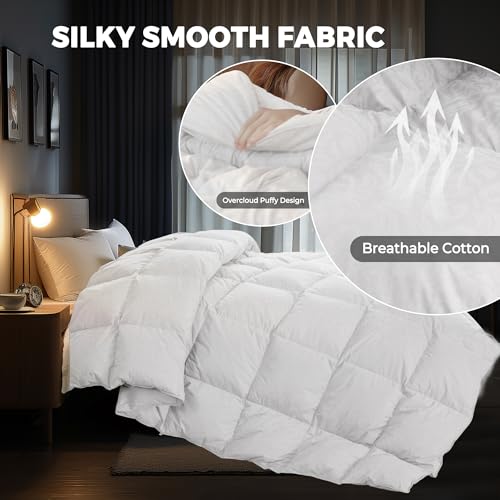 41d ycsvhl 1.jpg Puredown Goose Down Comforter - Queen Size - White - All Season Warmth - 100% Cotton Cover - 90x88 Inch Puredown Goose