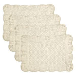 HOMBYS Quilted Placemats Set of 4 for Kitchen Table Use-Washable Cotton Rectangular Place Mats-Suitable for Family and K