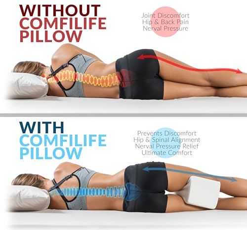 41duaatoxvl 1.jpg ComfiLife Cooling Knee Pillow for Side Sleepers – Hip Pain Relief for Side Sleepers – Memory Foam Pillow with Strap