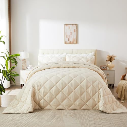 41ddslswiql.jpg ENJOHOS Extra Large King Beige Comforter & Pillow Cases Set