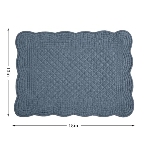 41e9jxqvw8l.jpg HOMBYS Quilted Placemats Set of 6 Blue OEKO-TEX STANDARD 100 13x18 Inches Rectangular Kitchen Table Mat 100% Cotton Wash