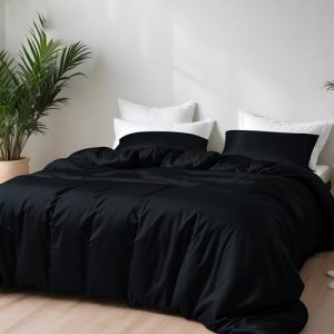 Linenwalas Bamboo Viscose Duvet Cover Set - Full Size Black Halloween Bedding