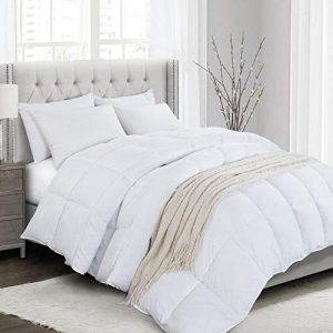 HOMBYS Super King White Fluffy Down Alternative Comforter 120 x 98 in, 116 oz Quilted Duvet Insert with Duvet Cover, 8 C