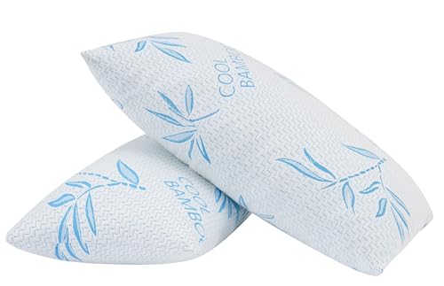 41epwc7g3sl 2.jpg King Size Rayon Derived from Bamboo Pillows for Cooling Sleep, Removable/Washable Cover, Adjustable Support (2 Pack) K