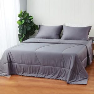Bamboo Viscose Cooling Comforter for Hot Nights (Dark Grey, King 106"*90") Silky Breatherable Natural Duvet Insert wit