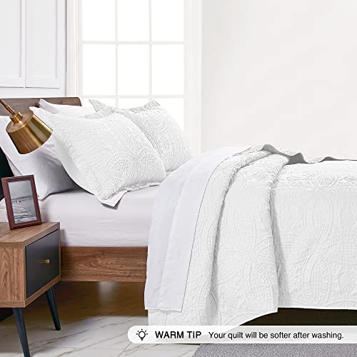 41f4jnwhexl.jpg Love's cabin King Size Quilt Set - Modern Style Coin Pattern Bedspreads for All Seasons - Soft Lightweight Microfiber Wh