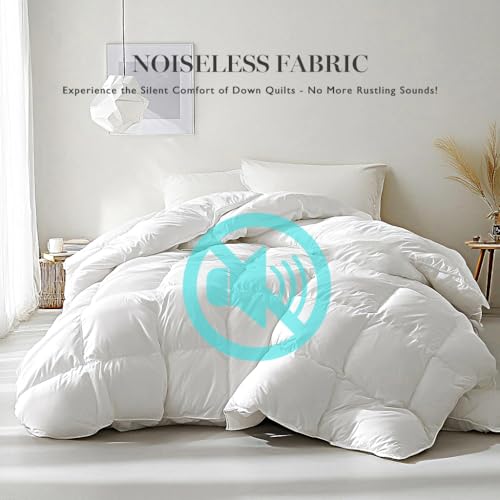 41ff7 qfbrl 1.jpg Martha Stewart White Goose Feather Down Fiber Queen Size Comforter - All Season Duvet Insert with 8 Corner Loops