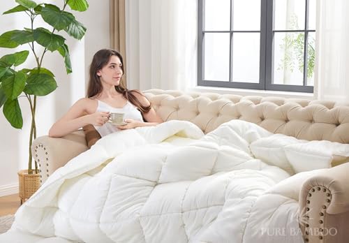 41fixoogx5l 1.jpg Pure Bamboo Duvet Insert King Size - Ultra Soft Quilted Duvet Insert with 8 Corner & Side Loops, Luxuriously Soft (King,