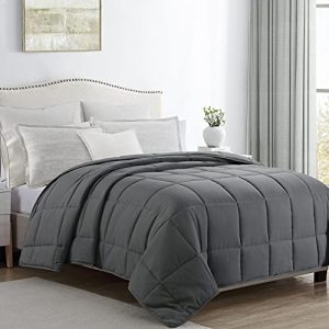 HOMBYS Oversized King Comforter for All Season Grey | Lightweight Quilted Down Alternative Duvet Insert 120x120 Grey