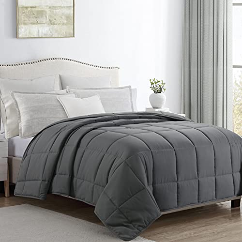 41gcbhrbfs.jpg HOMBYS Oversized King Comforter for All Season Grey | Lightweight Quilted Down Alternative Duvet Insert 120x120 Grey