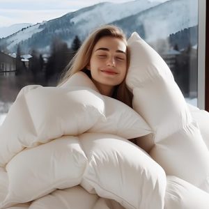 Luxury 900+ Fill Power Goose Feather Down Fiber King Size Duvet for All Season Comfort | 1600 TC/DM Cotton Blend 8 C